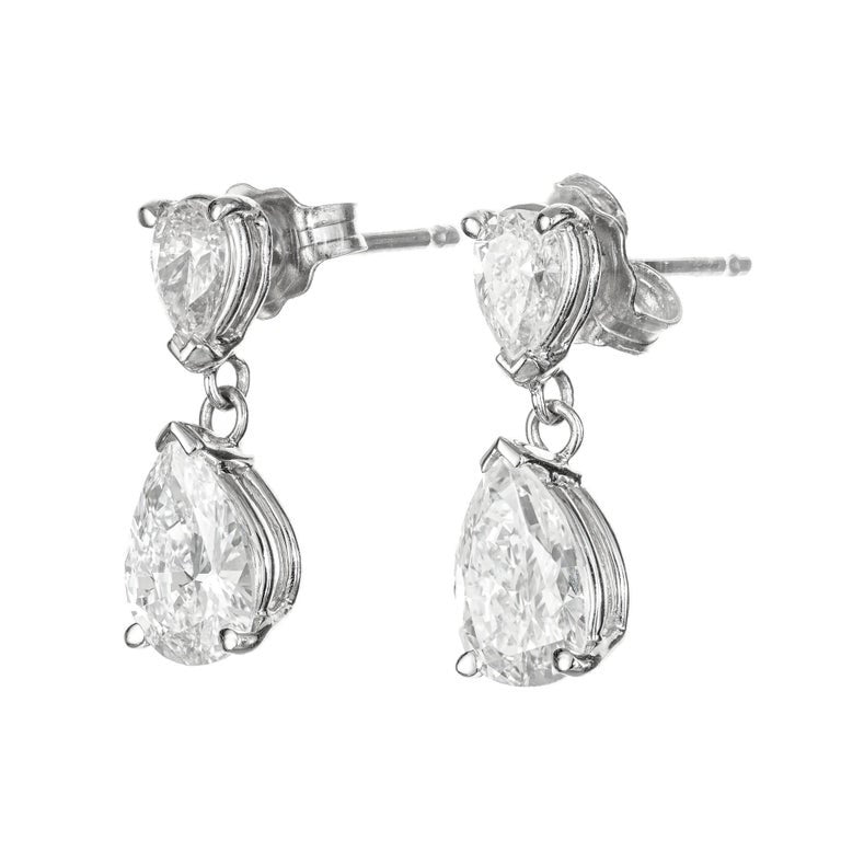 Peter Suchy GIA Certified 1.18 Carat Diamond Platinum Dangle Earrings – image 2