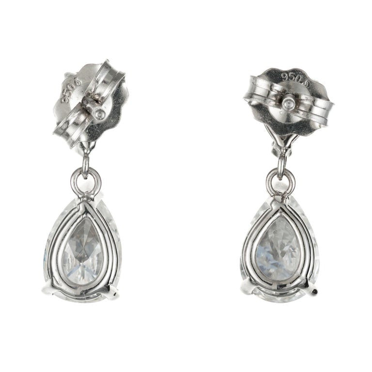 Peter Suchy GIA Certified 1.18 Carat Diamond Platinum Dangle Earrings – image 3