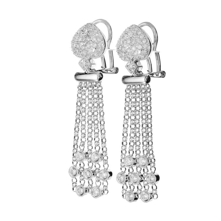 .70 Carat Diamond White Gold Multi-Strand Dangle Earrings – image 2