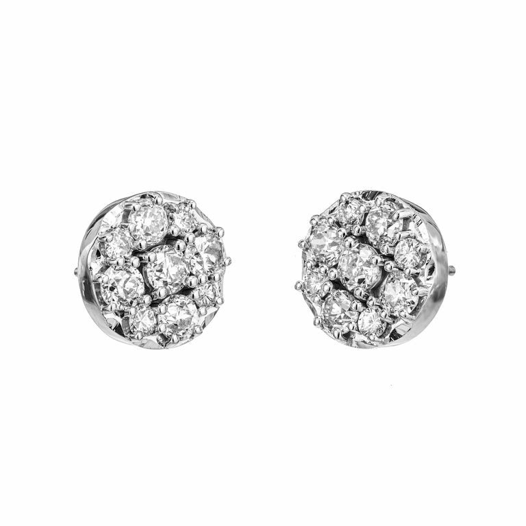1.96 Carat Diamond White Gold Cluster Earrings – image 2