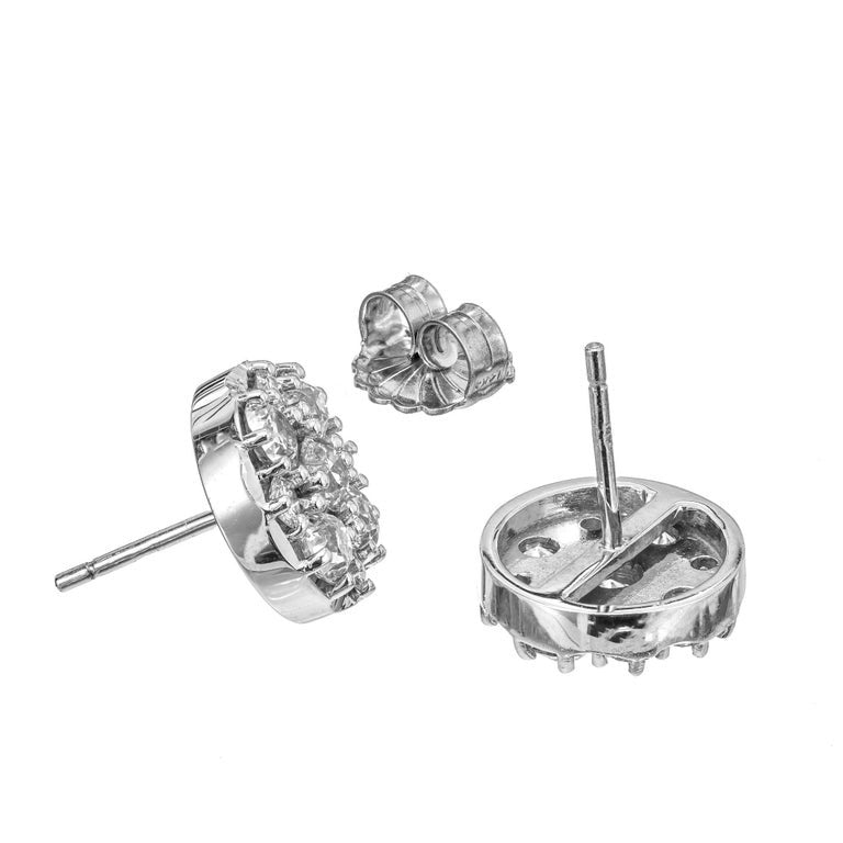 1.96 Carat Diamond White Gold Cluster Earrings – image 3