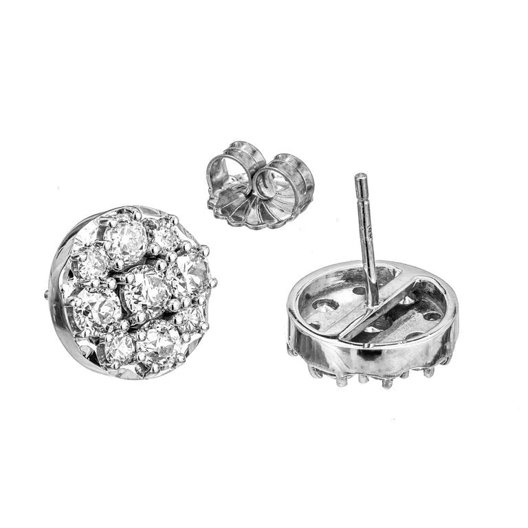 1.96 Carat Diamond White Gold Cluster Earrings – image 4