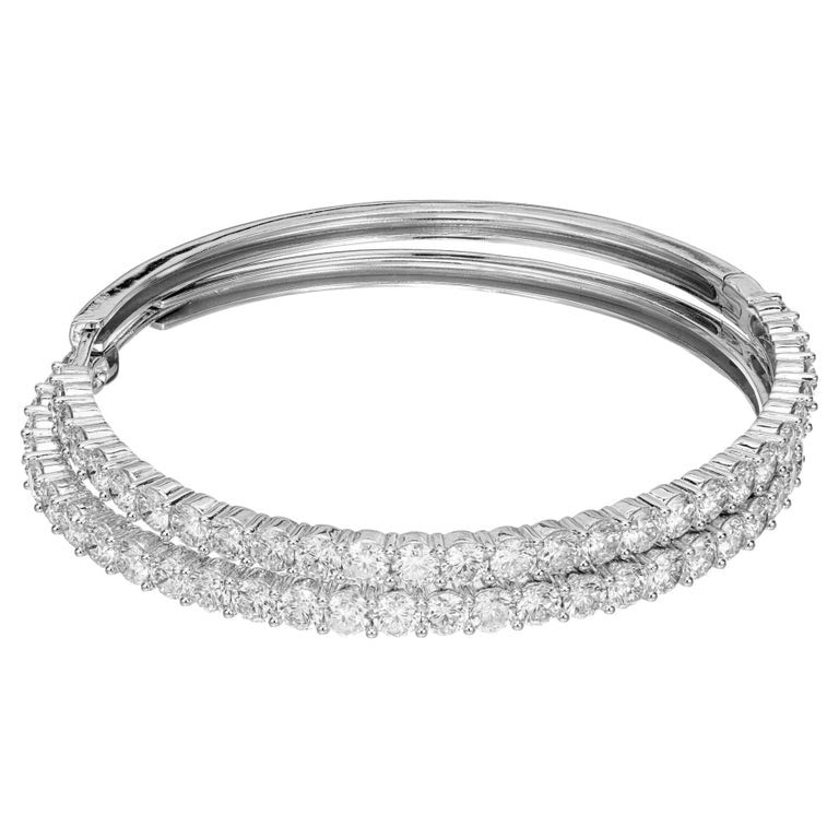 4.00 Carat Diamond White Gold Large Hoop Earrings
