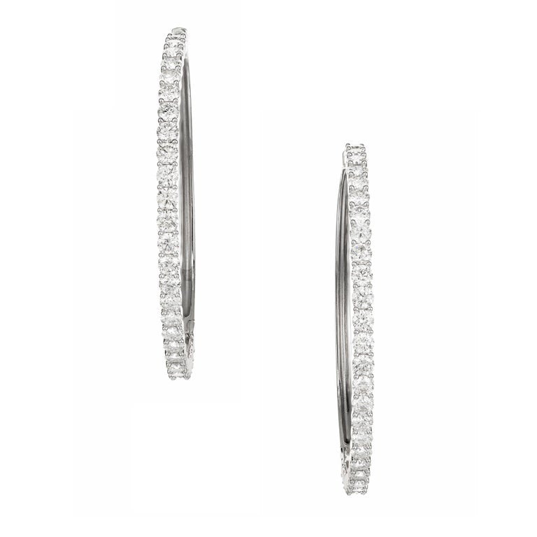 4.00 Carat Diamond White Gold Large Hoop Earrings – image 2