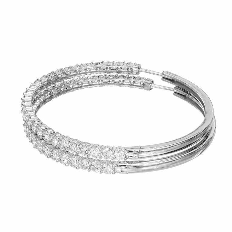 4.00 Carat Diamond White Gold Large Hoop Earrings – image 3
