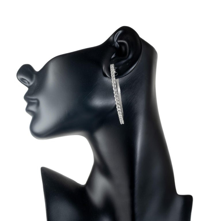 4.00 Carat Diamond White Gold Large Hoop Earrings – image 8