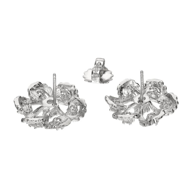 2.30 Carat Diamond Platinum Swirl Earrings – image 4