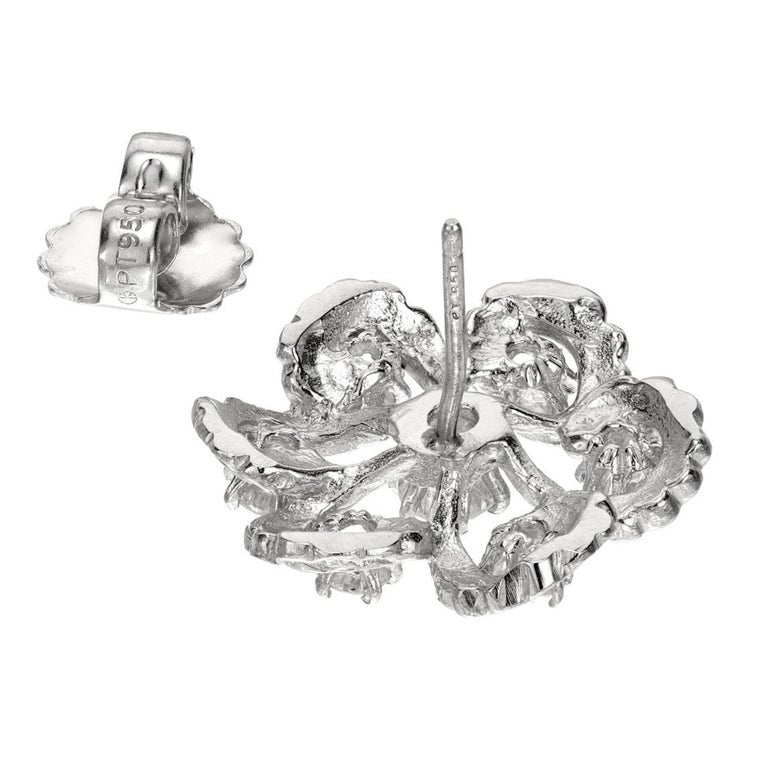 2.30 Carat Diamond Platinum Swirl Earrings – image 5
