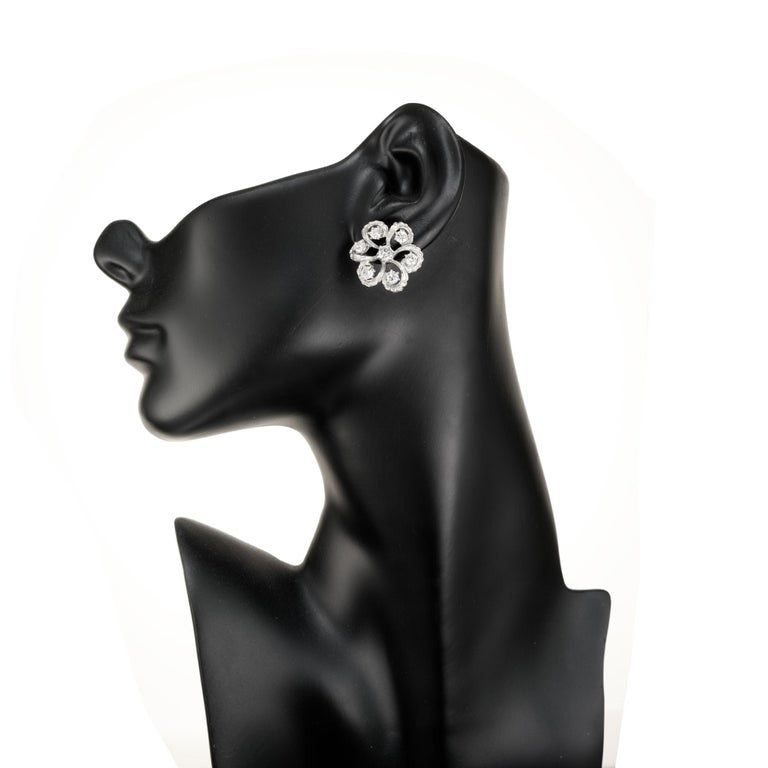 2.30 Carat Diamond Platinum Swirl Earrings – image 6