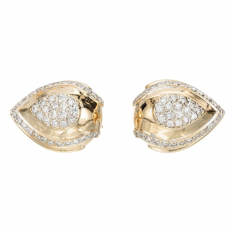 .75 Carat Diamond Yellow Gold Clip Post Some Earrings – image 2