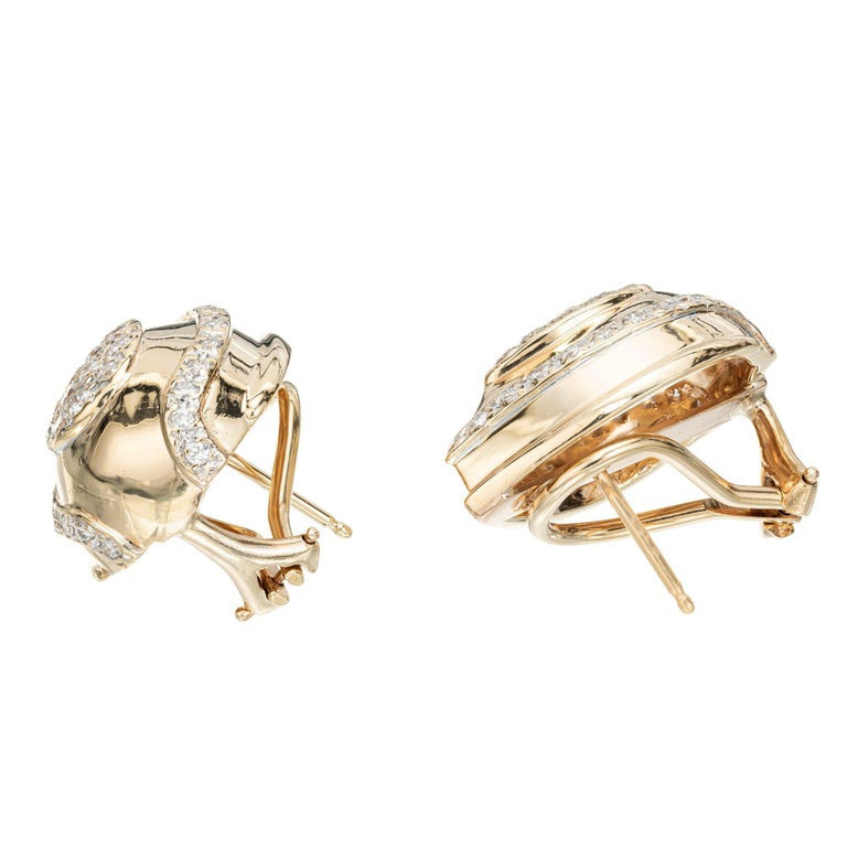 .75 Carat Diamond Yellow Gold Clip Post Some Earrings – image 4