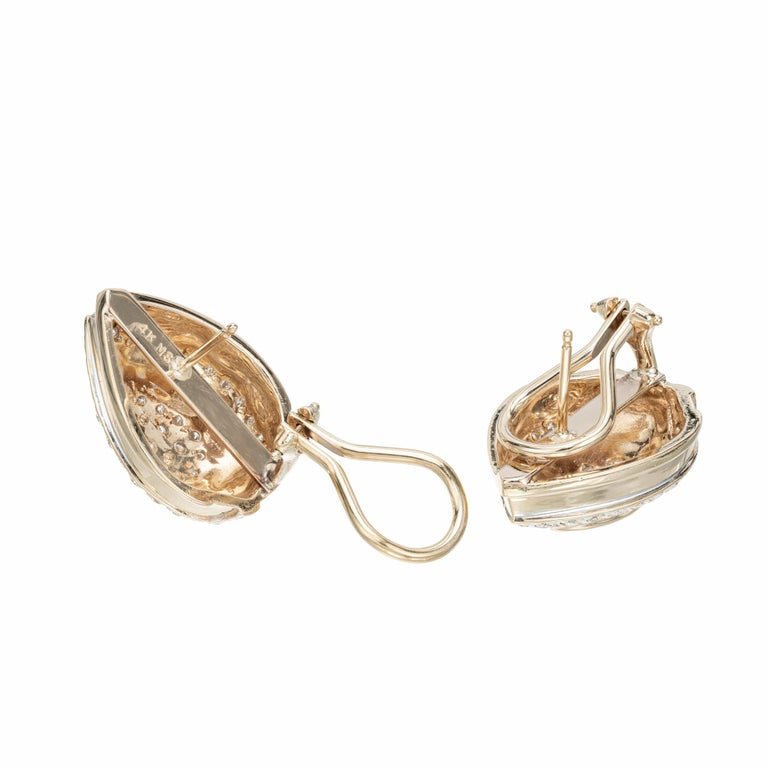 .75 Carat Diamond Yellow Gold Clip Post Some Earrings – image 5