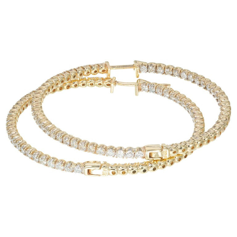 2.85 Carat Diamond Yellow Gold Hoop Earrings