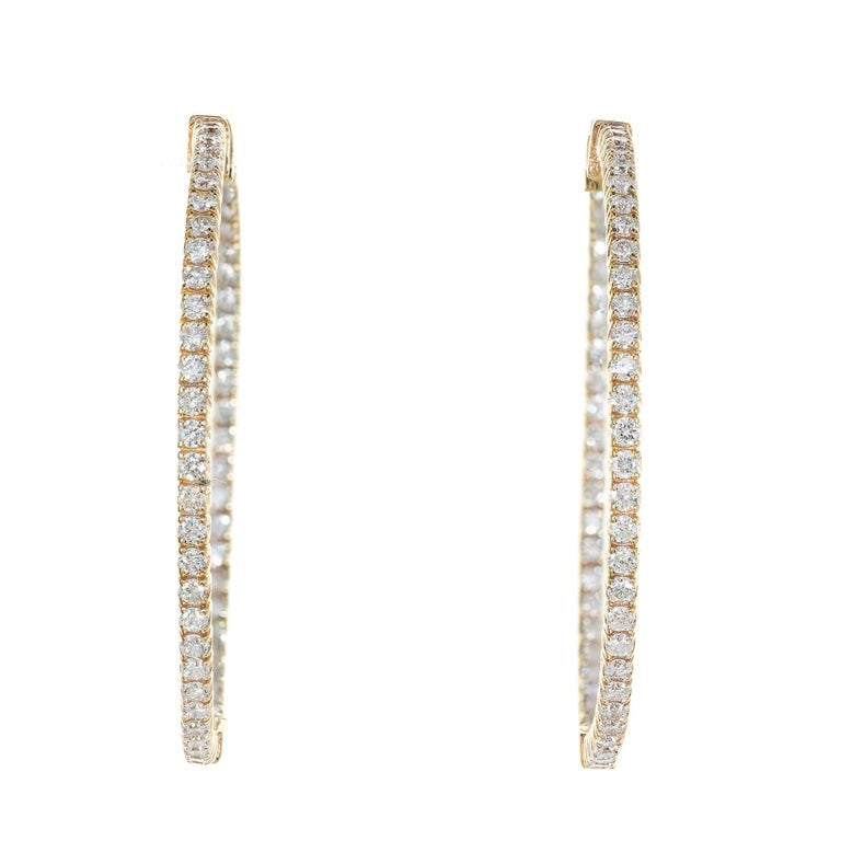 2.85 Carat Diamond Yellow Gold Hoop Earrings – image 2