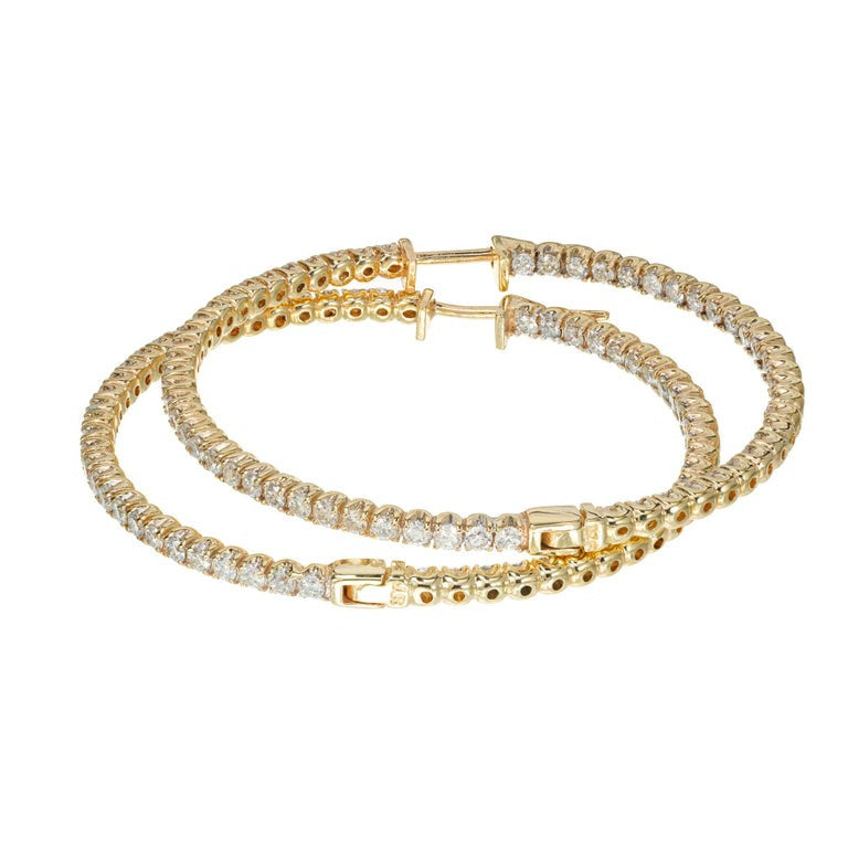 2.85 Carat Diamond Yellow Gold Hoop Earrings – image 3