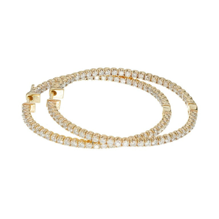 2.85 Carat Diamond Yellow Gold Hoop Earrings – image 4