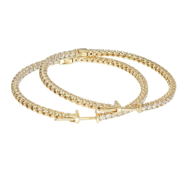 2.85 Carat Diamond Yellow Gold Hoop Earrings – image 5