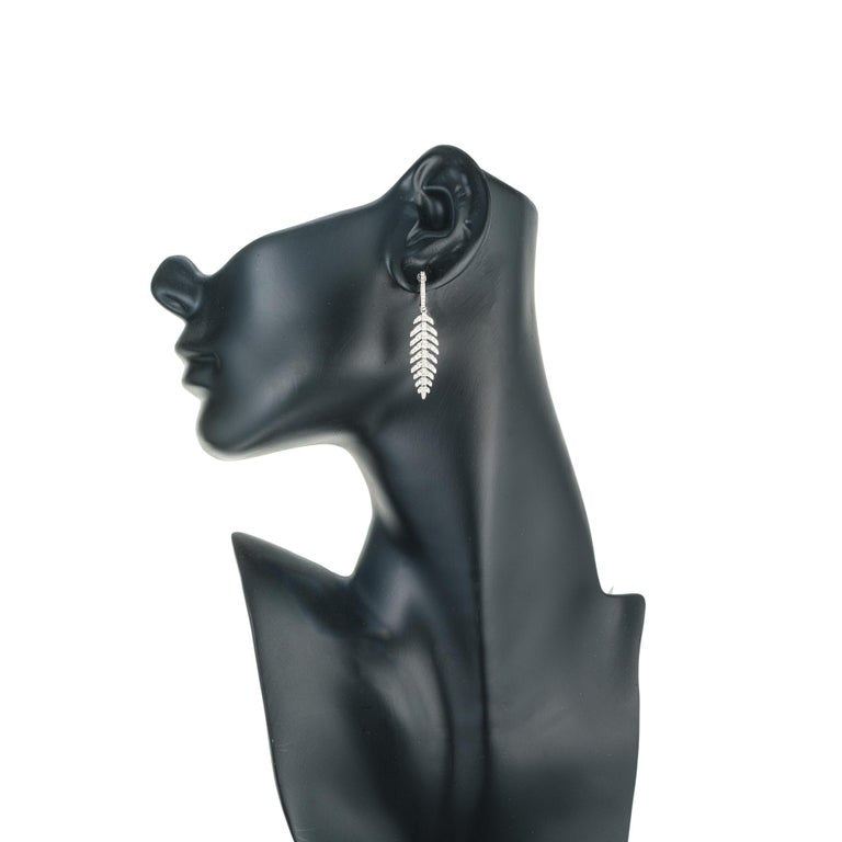 Effy .89 Carat Diamond White Gold Feather Dangle Drop Earrings – image 5