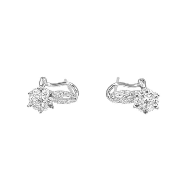 .58 Carat Diamond White Gold Cluster Earrings – image 2