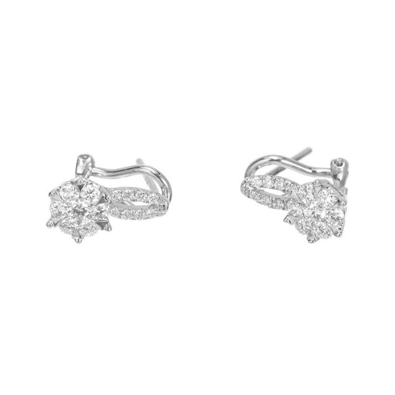 .58 Carat Diamond White Gold Cluster Earrings – image 3