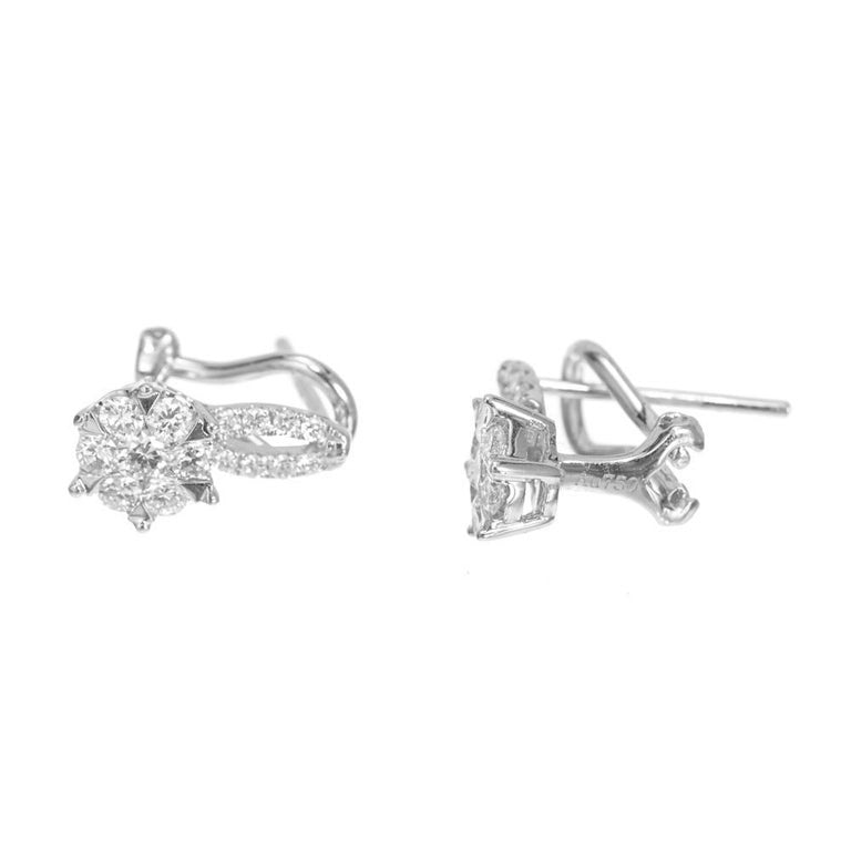 .58 Carat Diamond White Gold Cluster Earrings – image 4