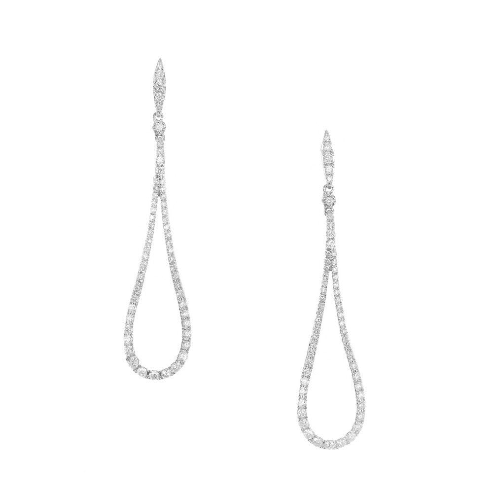 .90 Carat Diamond White Gold Loop Dangle Earrings