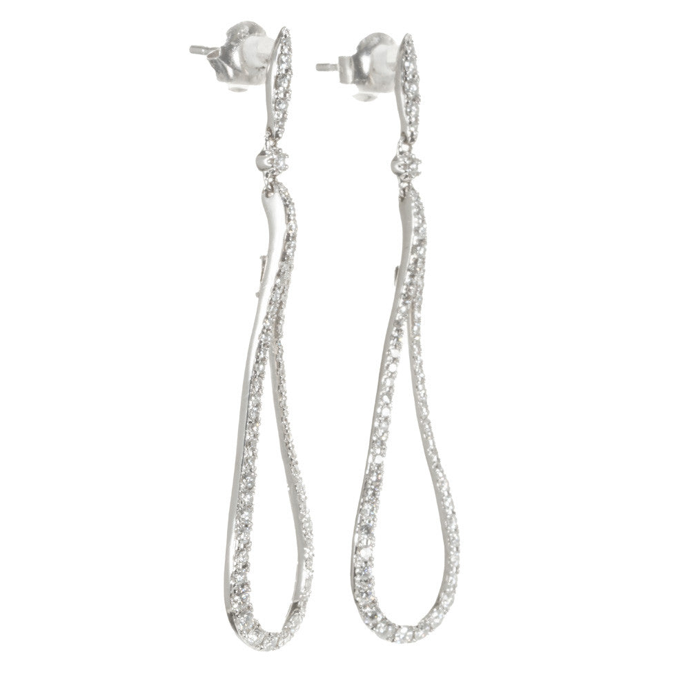.90 Carat Diamond White Gold Loop Dangle Earrings – image 2