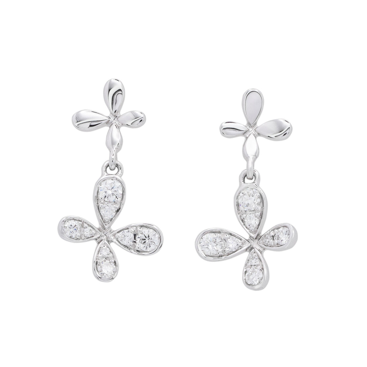 Peter Suchy .25 Carat Diamond White Gold Cross Dangle Earrings