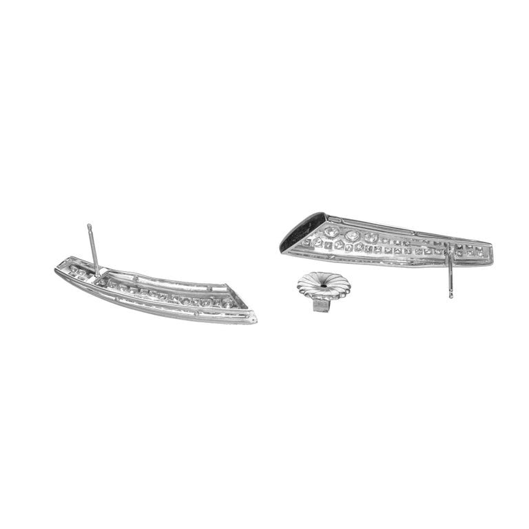 2.04 Carat Diamond Pave Cluster White Gold Crescent Earrings – image 4