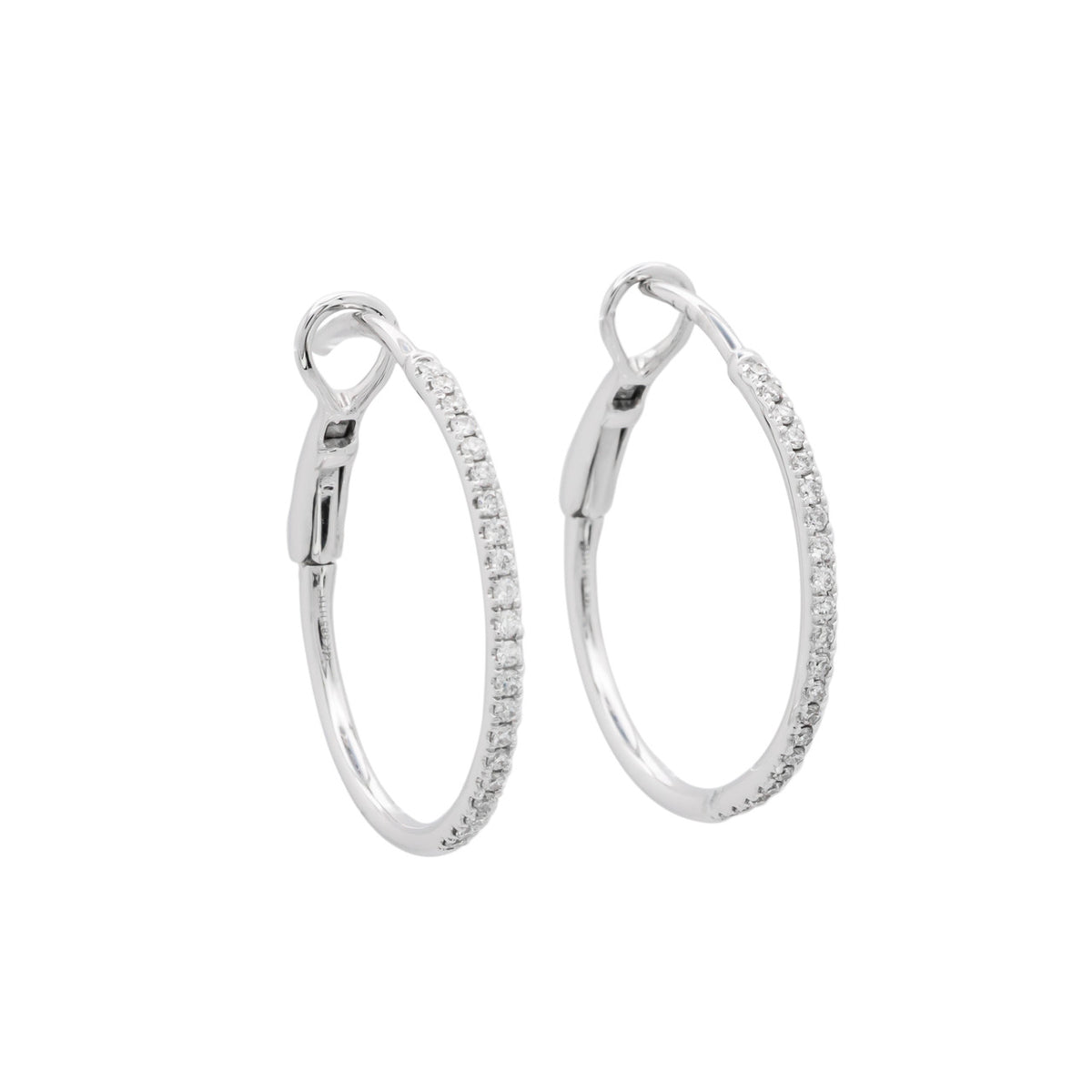 .17 Carat Diamond White Gold Hoop Earrings