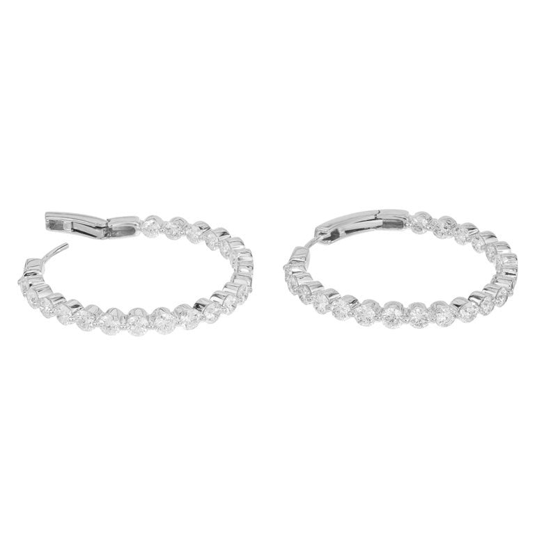 Peter Suchy 5.00 Carat Round Diamond White Gold Hoop Earrings – image 4