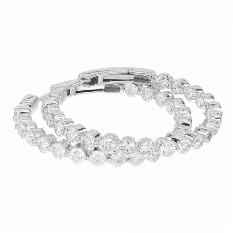 Peter Suchy 5.00 Carat Round Diamond White Gold Hoop Earrings – image 5