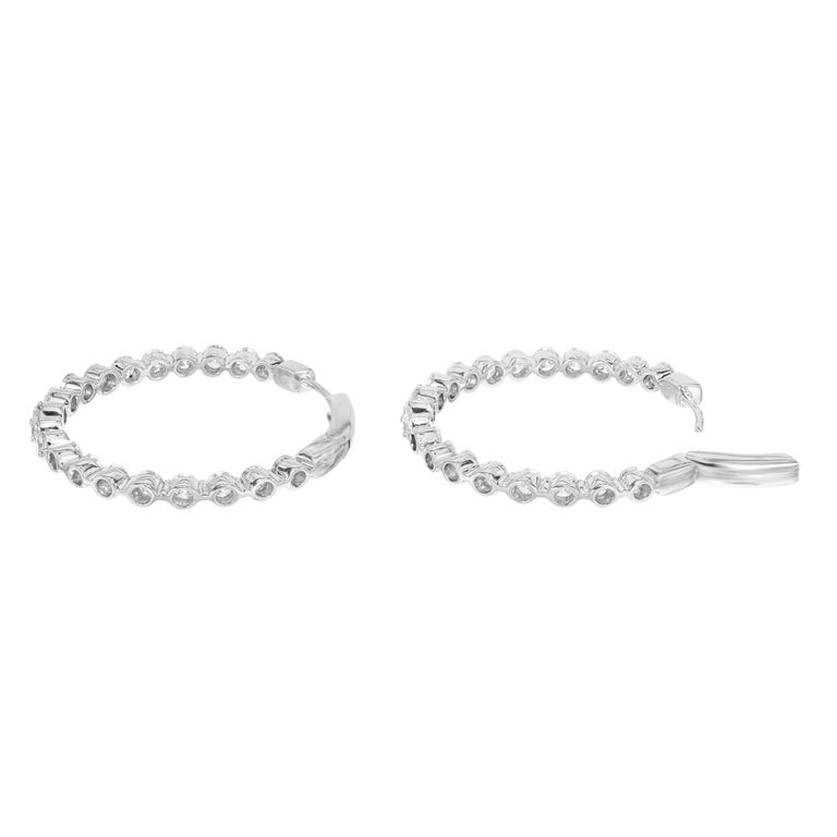 Peter Suchy 5.00 Carat Round Diamond White Gold Hoop Earrings – image 6