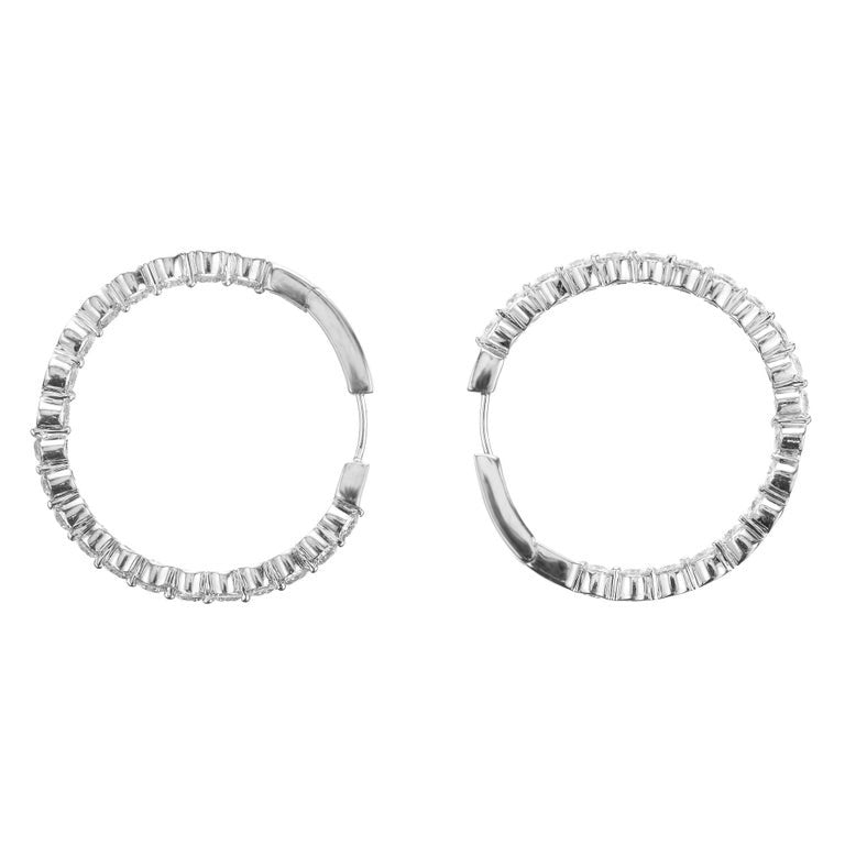 Peter Suchy 5.00 Carat Round Diamond White Gold Hoop Earrings – image 7