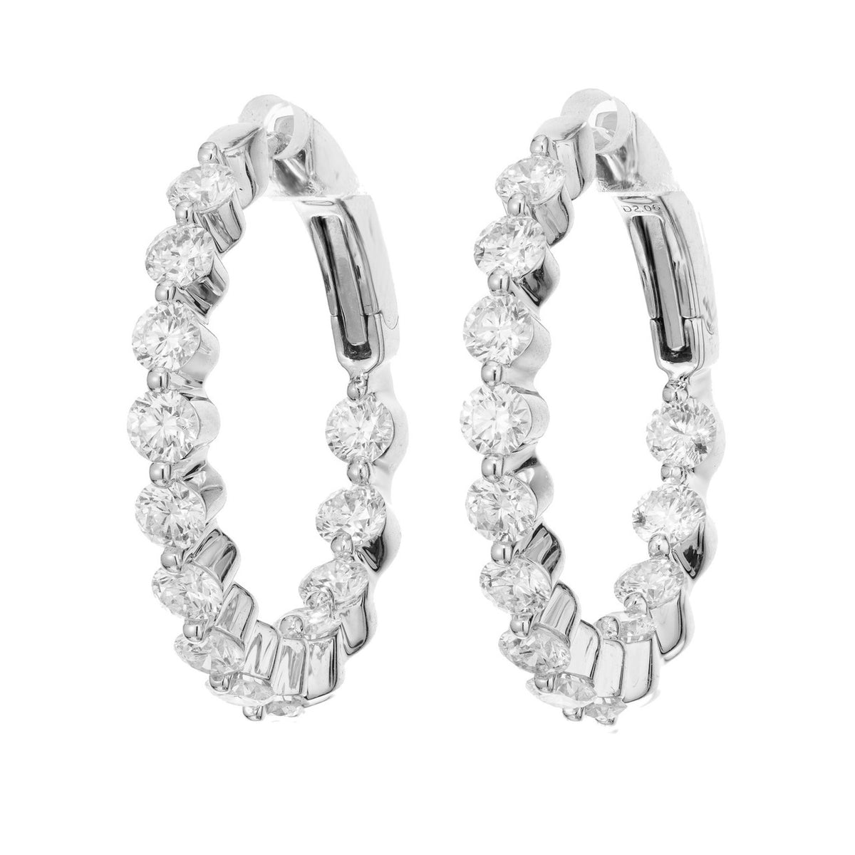 Peter Suchy 2.06 Carat Diamond White Gold Hoop Earrings