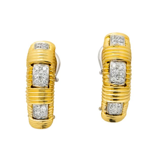 Roberto Coin .28 Carat  Diamond Ruby Yellow Gold Appassionata Hoop Earrings