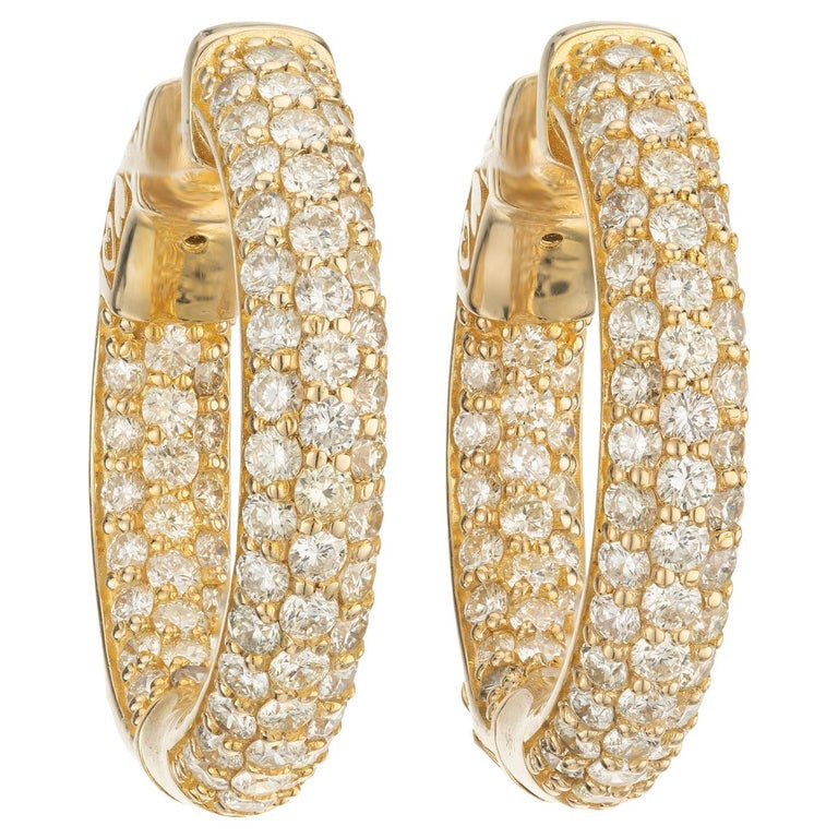 4.50 Carat Diamond Yellow Gold Hoop Earrings