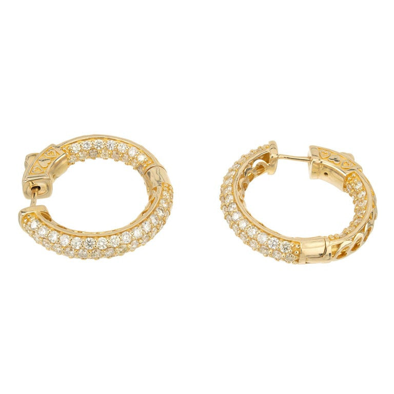 4.50 Carat Diamond Yellow Gold Hoop Earrings – image 3