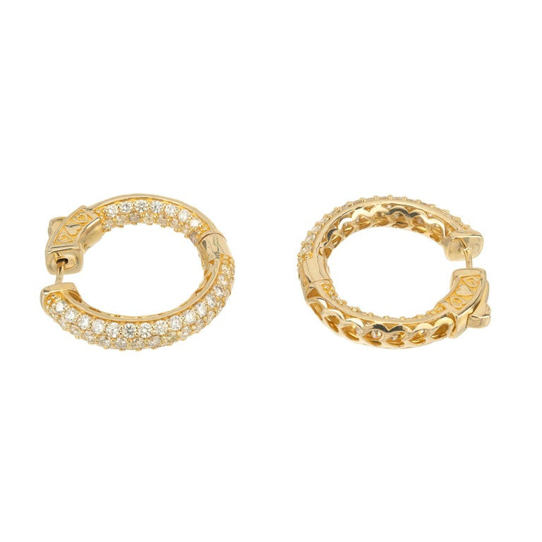 4.50 Carat Diamond Yellow Gold Hoop Earrings – image 4