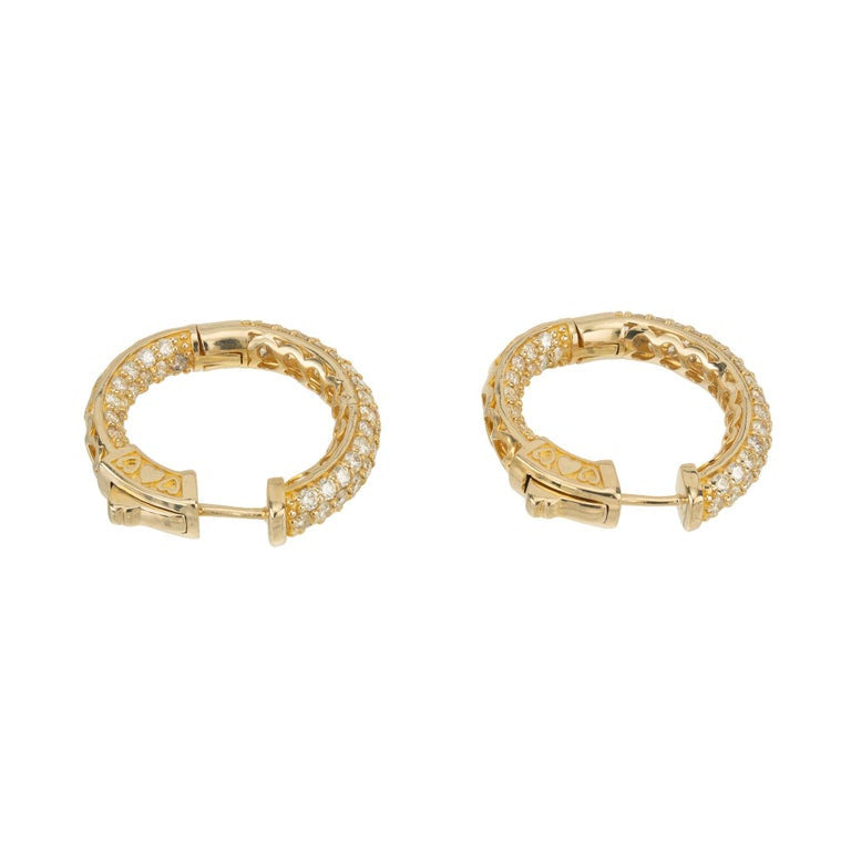 4.50 Carat Diamond Yellow Gold Hoop Earrings – image 5