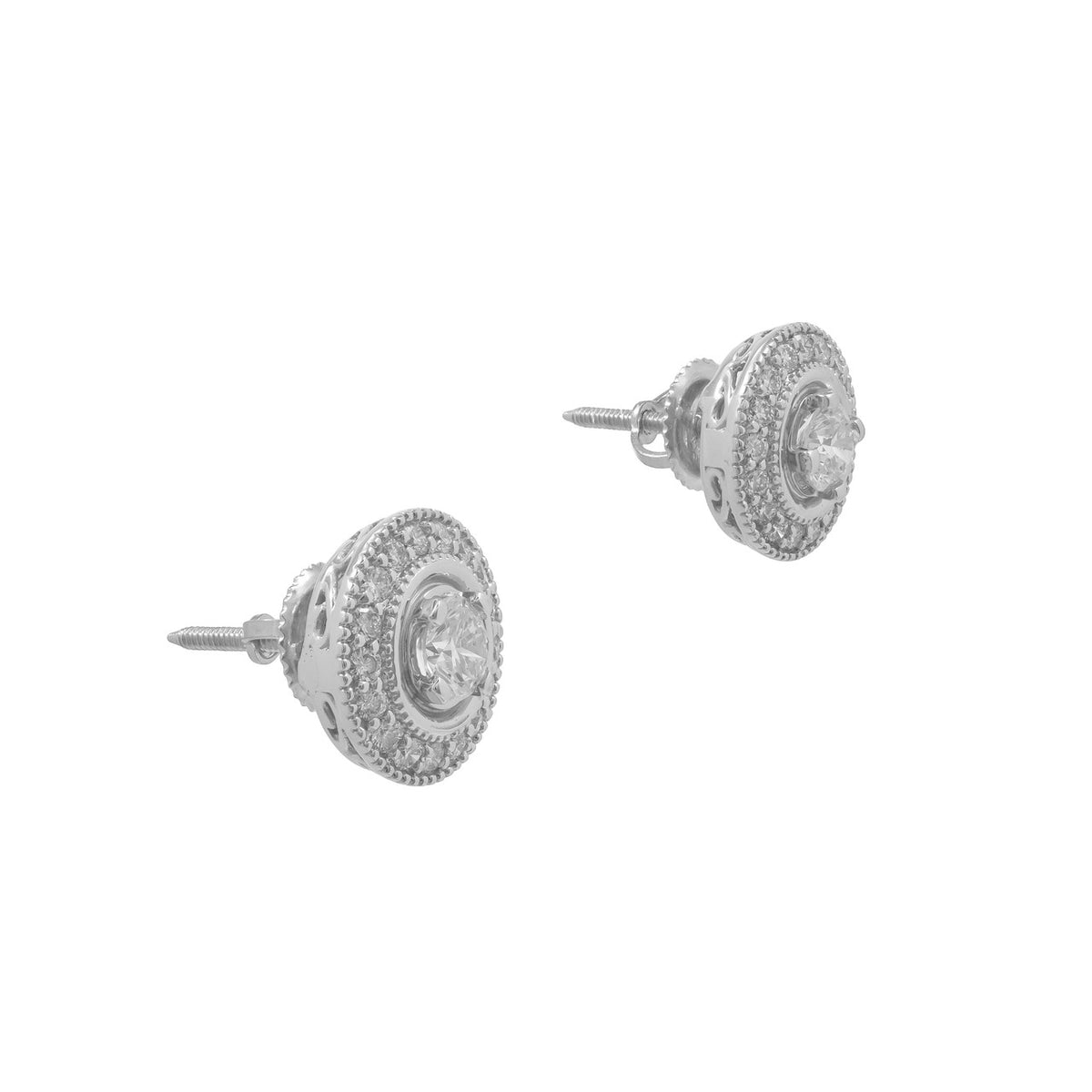 .84 Carat Diamond White Gold Halo Earrings – image 2