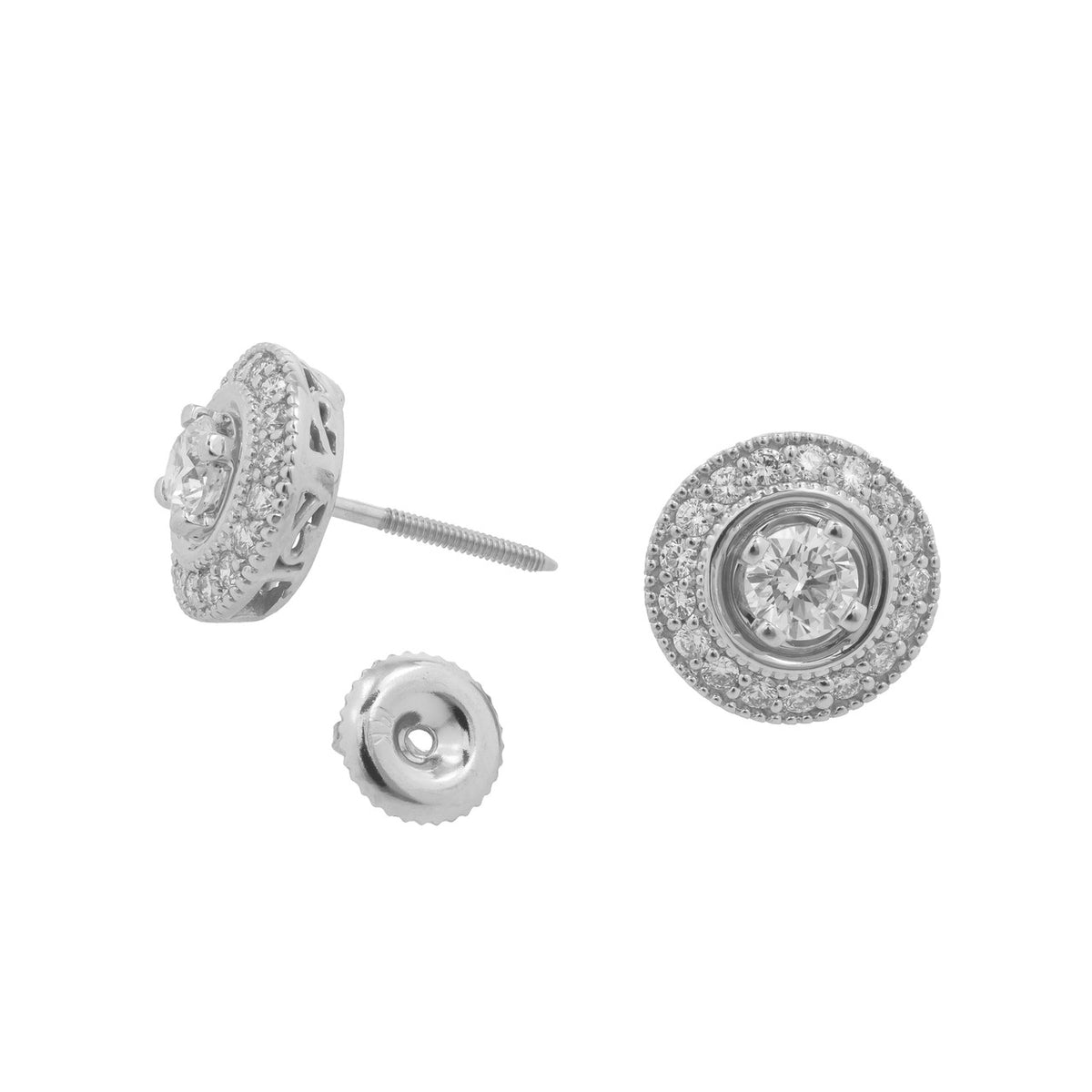 .84 Carat Diamond White Gold Halo Earrings – image 5