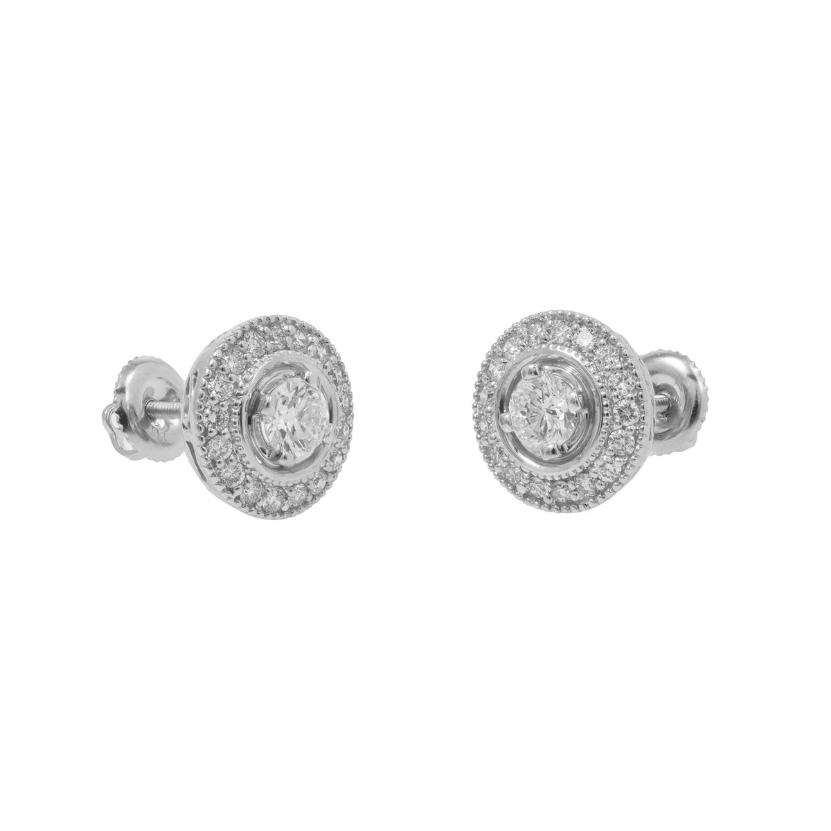 .84 Carat Diamond White Gold Halo Earrings – image 4