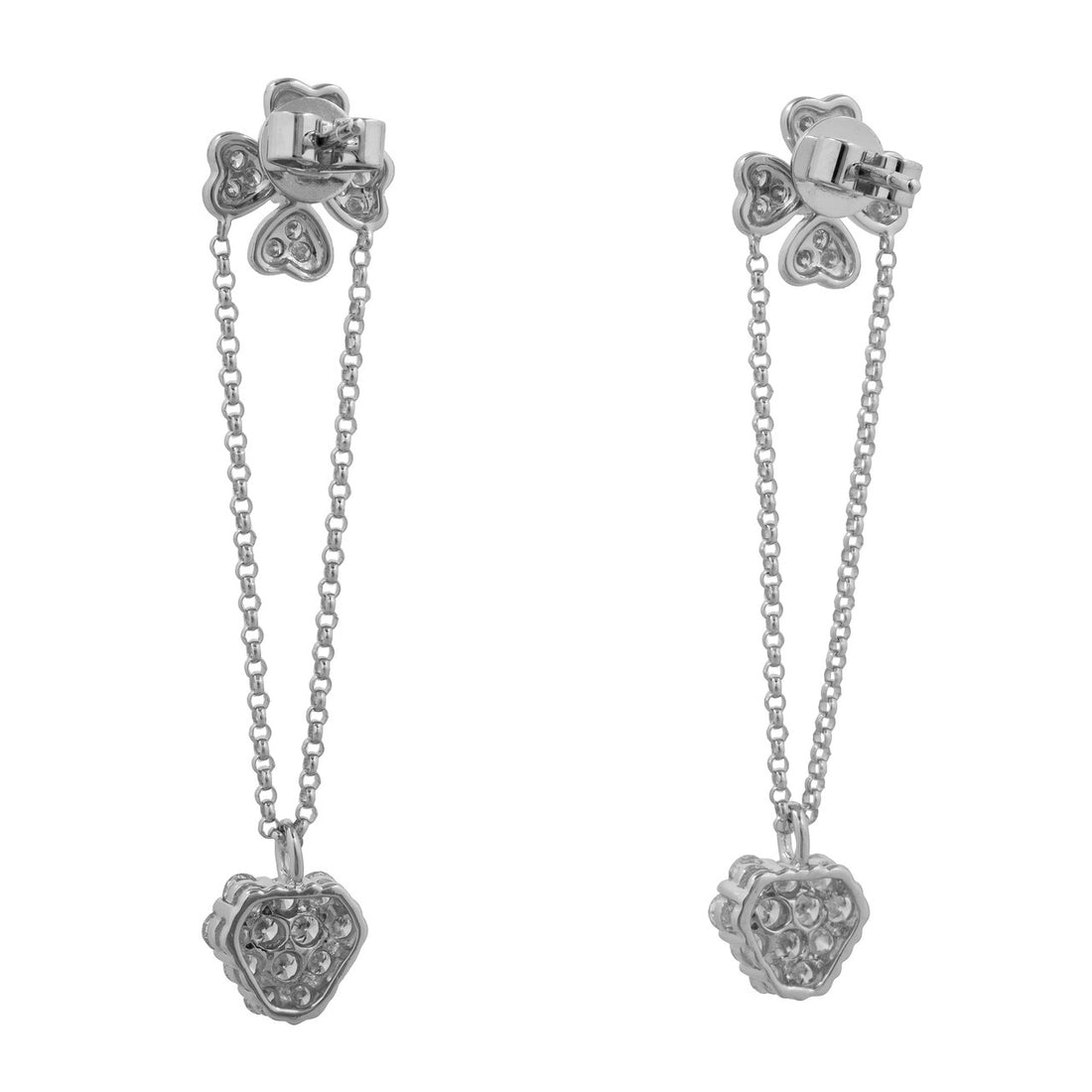 .85 Diamond White Gold Clover Dangle Drop Earrings – image 3