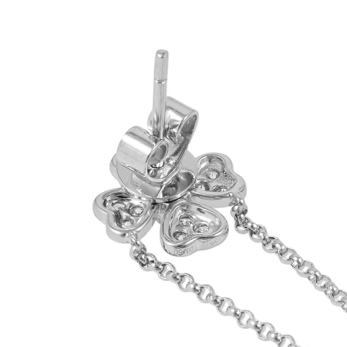 .85 Diamond White Gold Clover Dangle Drop Earrings – image 4