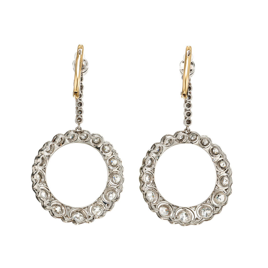2.36 Carat Round Diamond Platinum Circle Dangle Art Deco Earrings – image 2