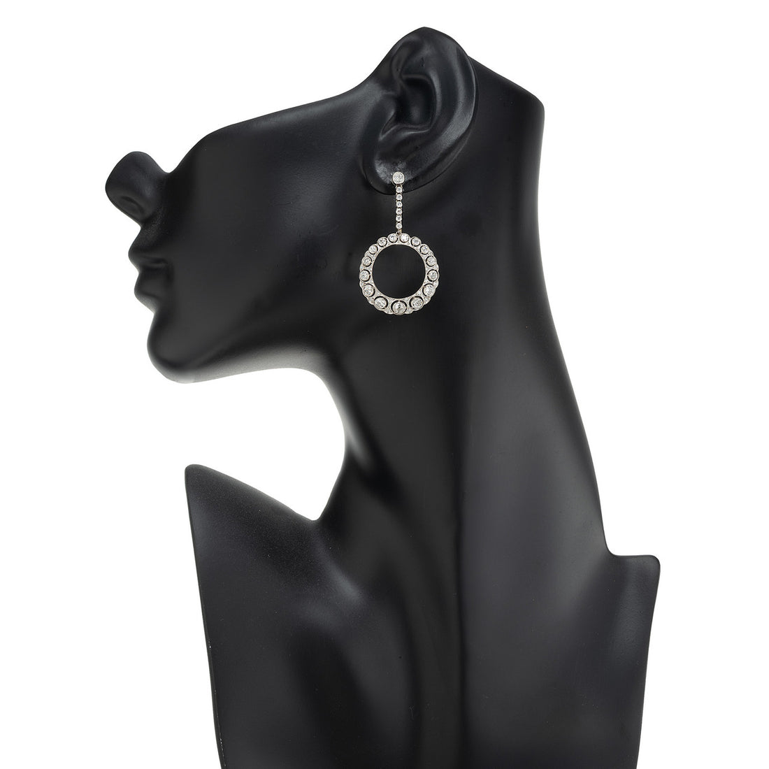 2.36 Carat Round Diamond Platinum Circle Dangle Art Deco Earrings – image 5