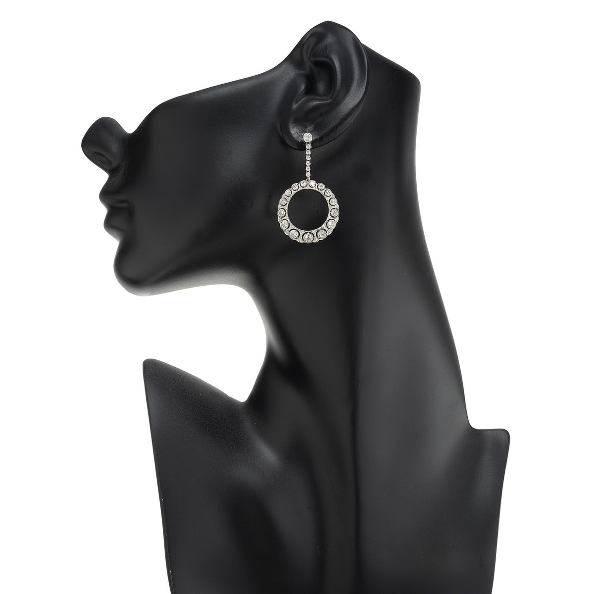 2.36 Carat Round Diamond Platinum Circle Dangle Art Deco Earrings – image 5