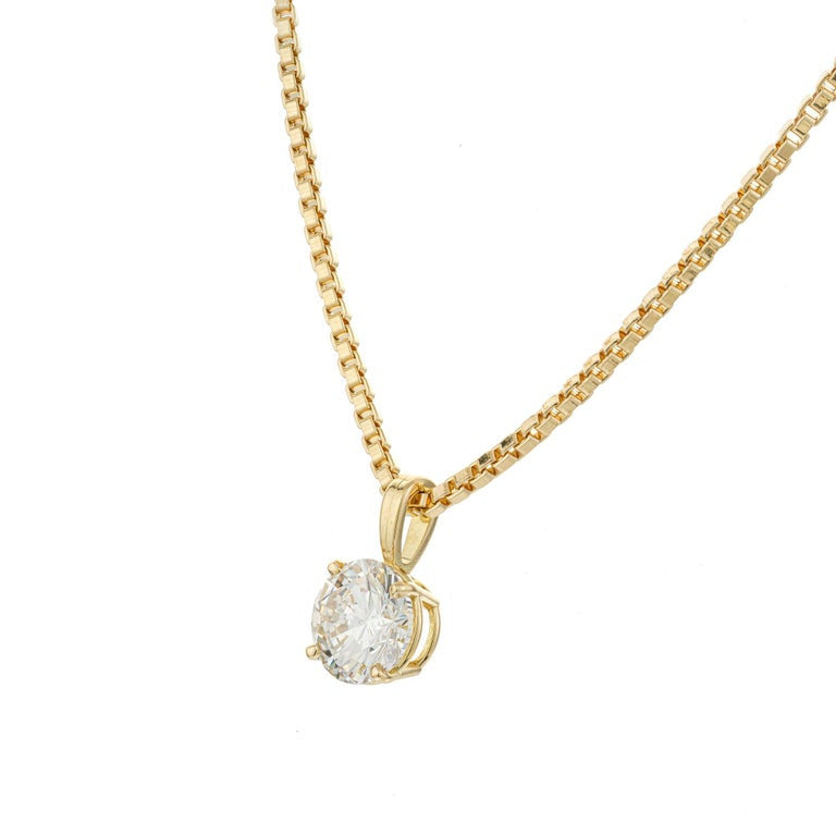 Peter Suchy GIA Certified 3.00 Carat Diamond Yellow Gold Pendant Necklace – image 2