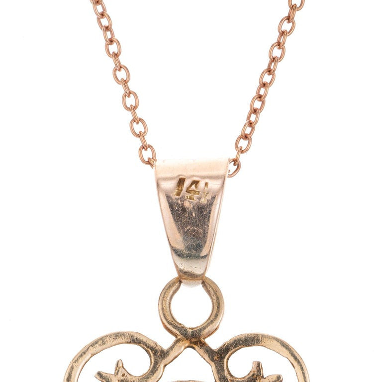 .41 Carat Diamond Rose Gold Georgian Antique Pendant Necklace – image 4